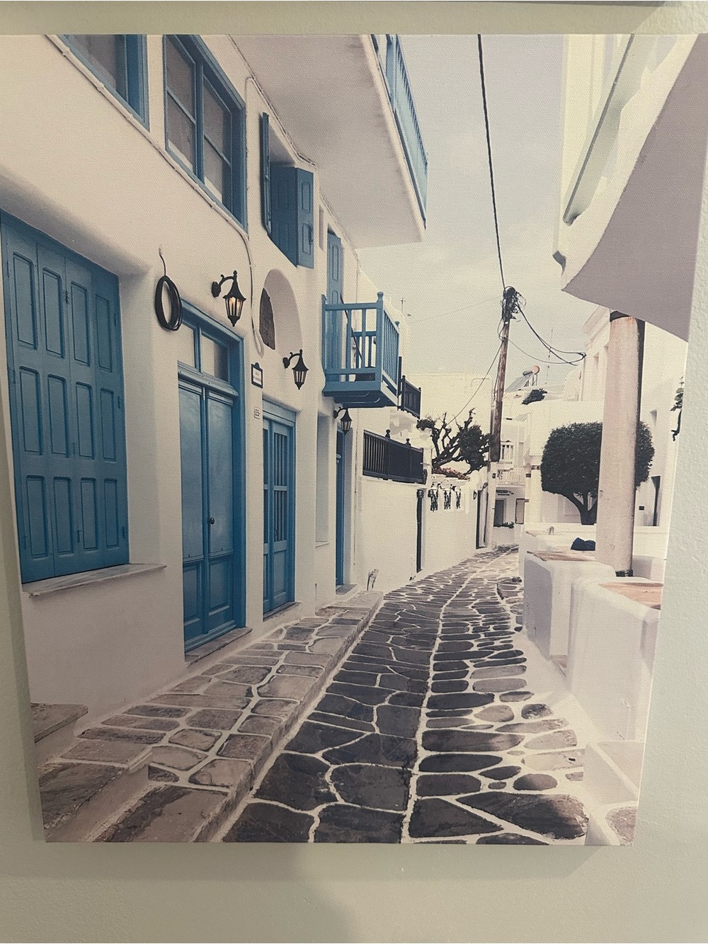 Mediterranean Blue Alleyway Wall Art Canvas